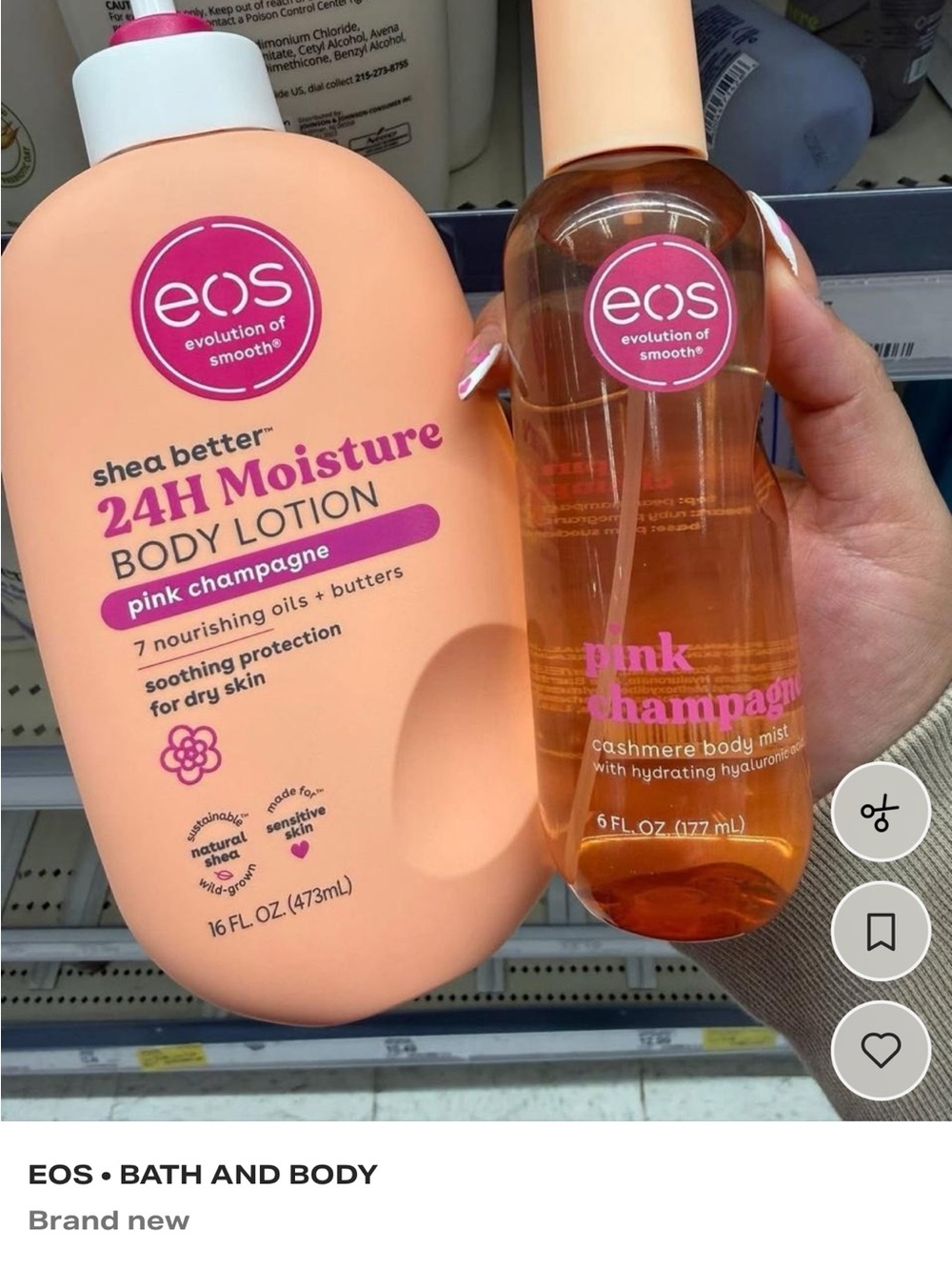 eos Pink Champagne 24H Moisture Body Lotion & Cashmere Body Mist - Pink